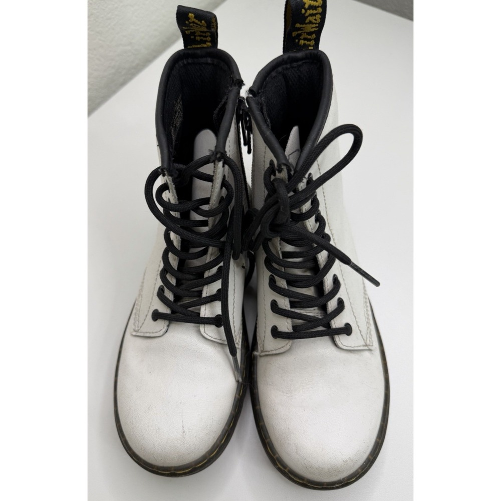 Dr. Martens Kids 1460 J White Leather Combat Side Zip Boots Size US 2 - Picture 1 of 9